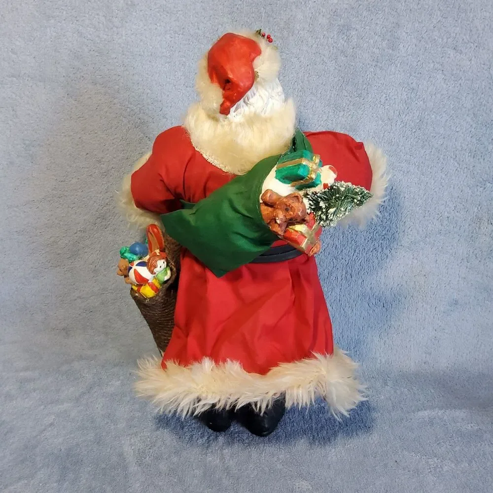 Vintage Santa Claus Figurine Playing Violin Fiddle Toy Sack Philippines **FLAW**
